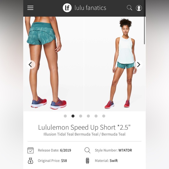 Like New Lululemon Speed Up Short Size 6 in Illusion Tidal Teal Pattern - Picture 9 of 9